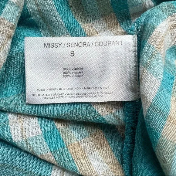 Nine West Blue and white Plaid Long Sleeves Loose Fit Lightweight Blouse Small - Picture 7 of 7